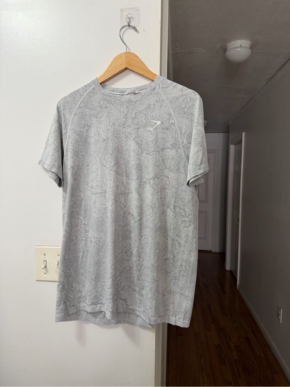 Gymshark Light Gray Marble-Pattern Training Tee